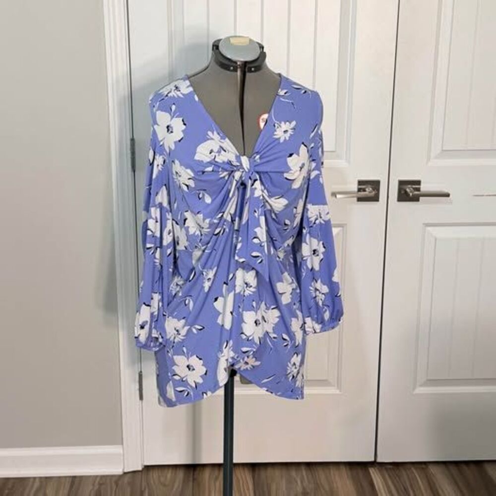 NWT Cato Cold Shoulder Tie-Front Top Size 18/20W 24” p‑p 30” length C7723